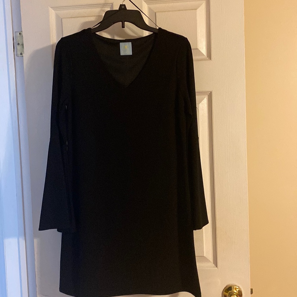 CeCe Black Ponte V-Neck Dress